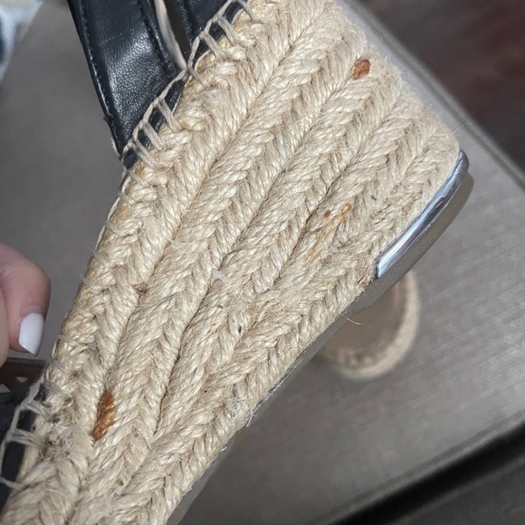 Franco Sarto Leather Woven Espadrille Wedges - Picture 8 of 12